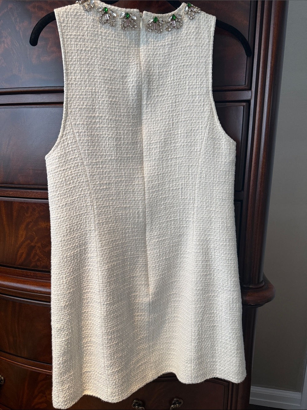 cinq a sept Cream Embellished Keyhole Tweed Mini Dress - Picture 3 of 3